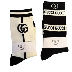 NWT 2 Pair Gucci Outlet Women’s Black and Ivory Socks